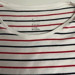 White, Red and Black Striped Tshirt